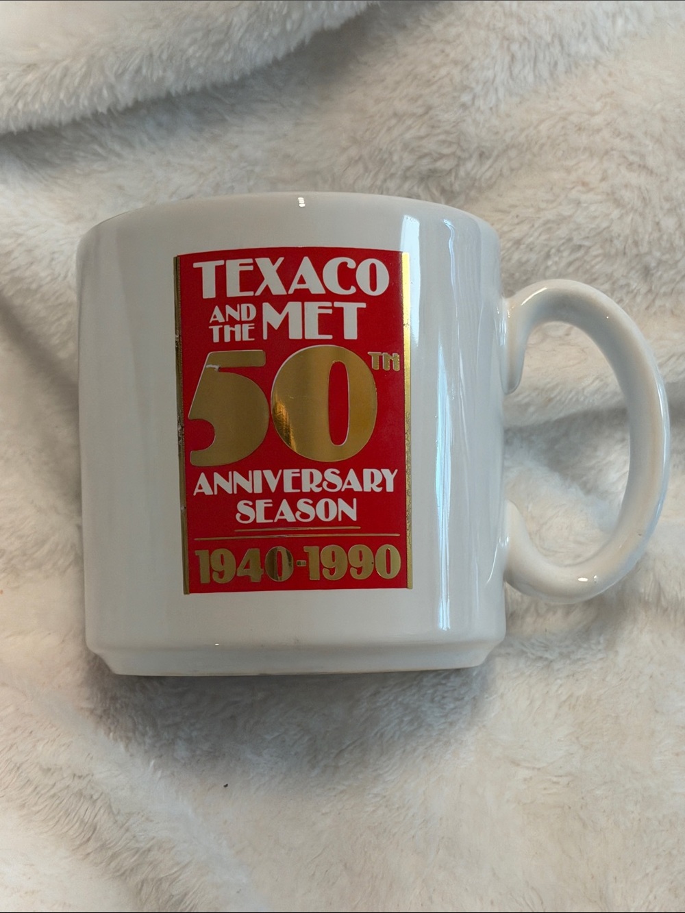 Texaco and the Met 50th Anniversary White Ceramic Coffee Mug
